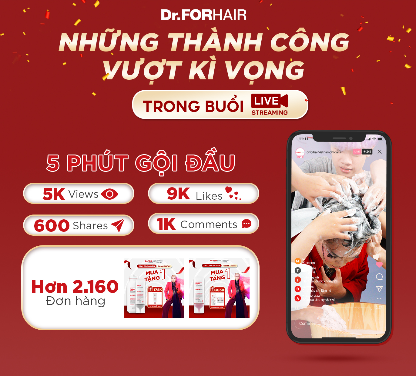 Dr.FORHAIR đạt được những thành công vượt kỳ vọng khi kết hợp livestream độc quyền với Phạm Thoại