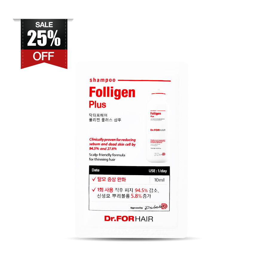 Gói dùng thử dầu gội CHỐNG RỤNG TÓC & NGĂN GÀU, chăm sóc tóc khỏe mạnh Dr.FORHAIR Hàn Quốc Folligen Plus 10ml