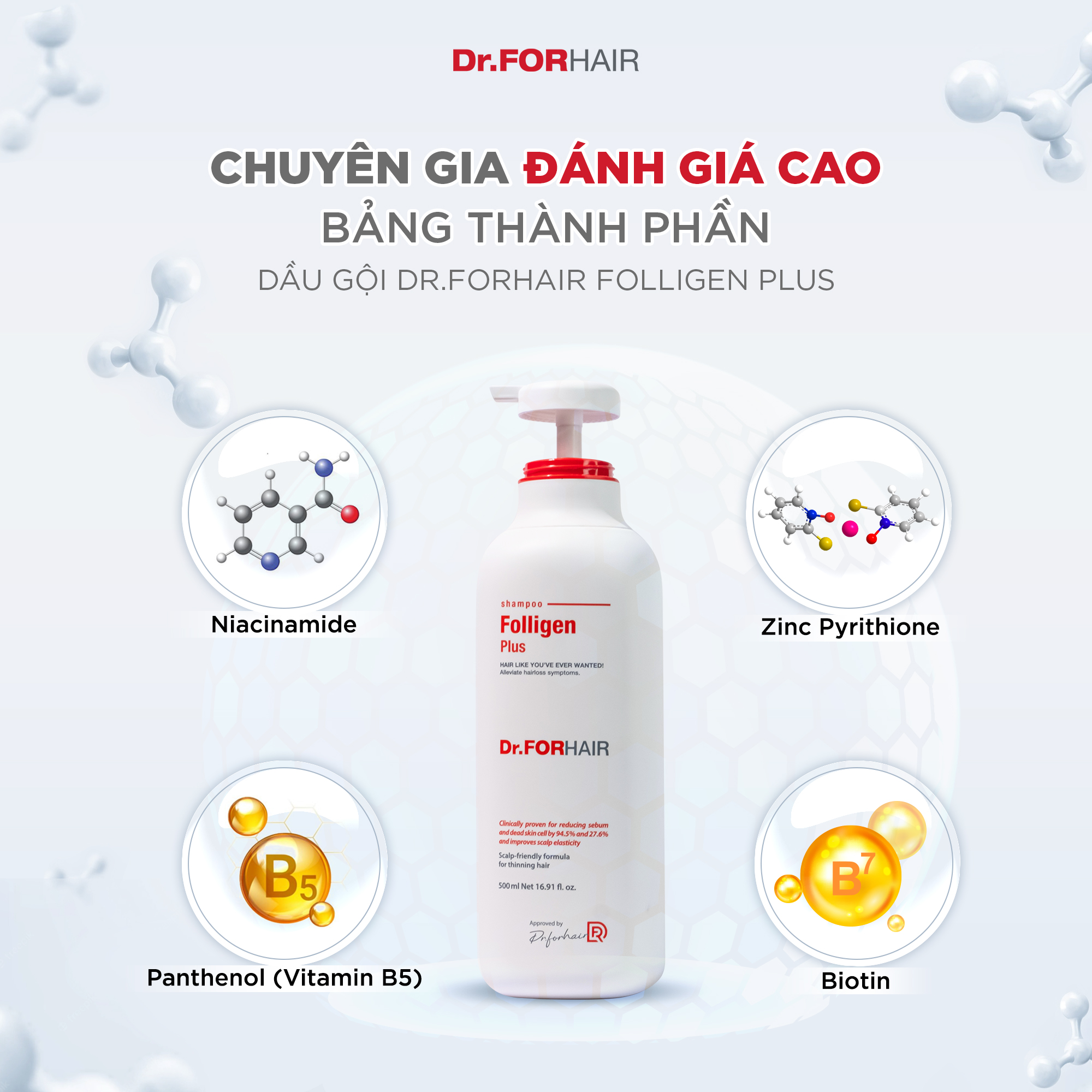 Bảng thành phần của Folligen Plus được các chuyên gia đánh giá cao