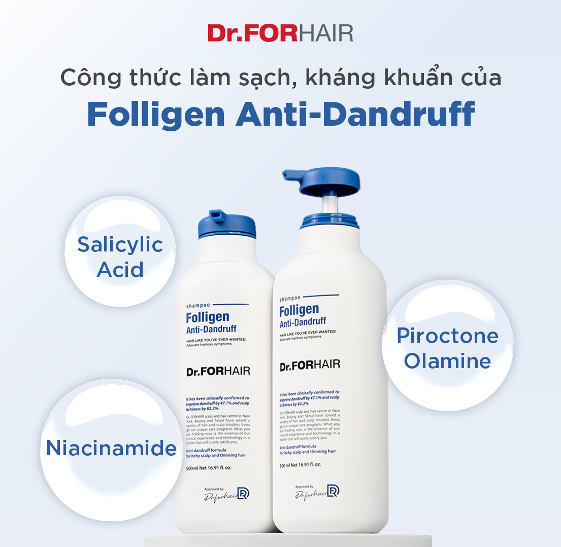 Hệ làm sạch của dầu gội Folligen Anti-Dandruff