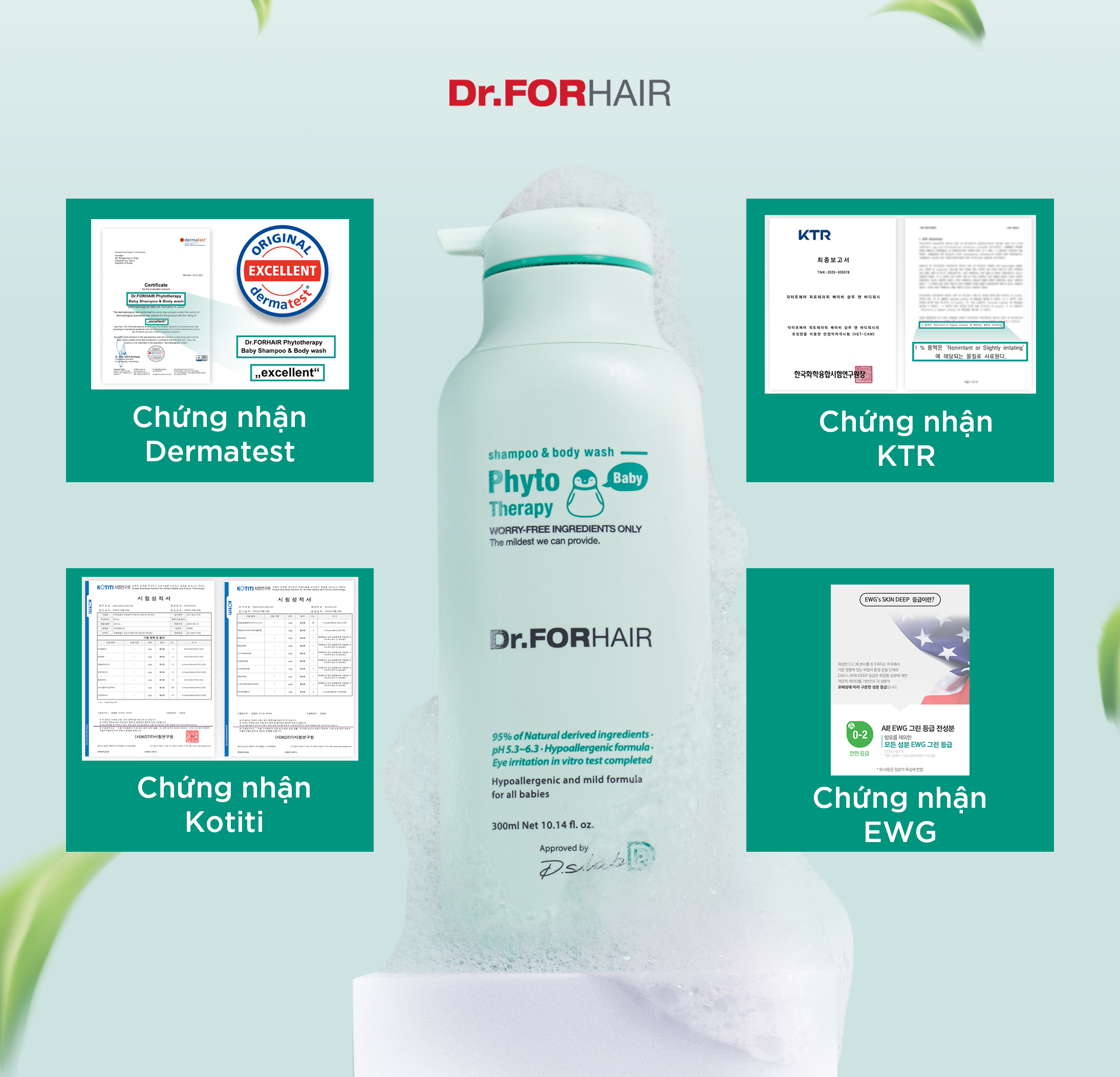 4 chứng nhận Quốc Tế của Dr.FORHAIR Phyto Therapy Baby
