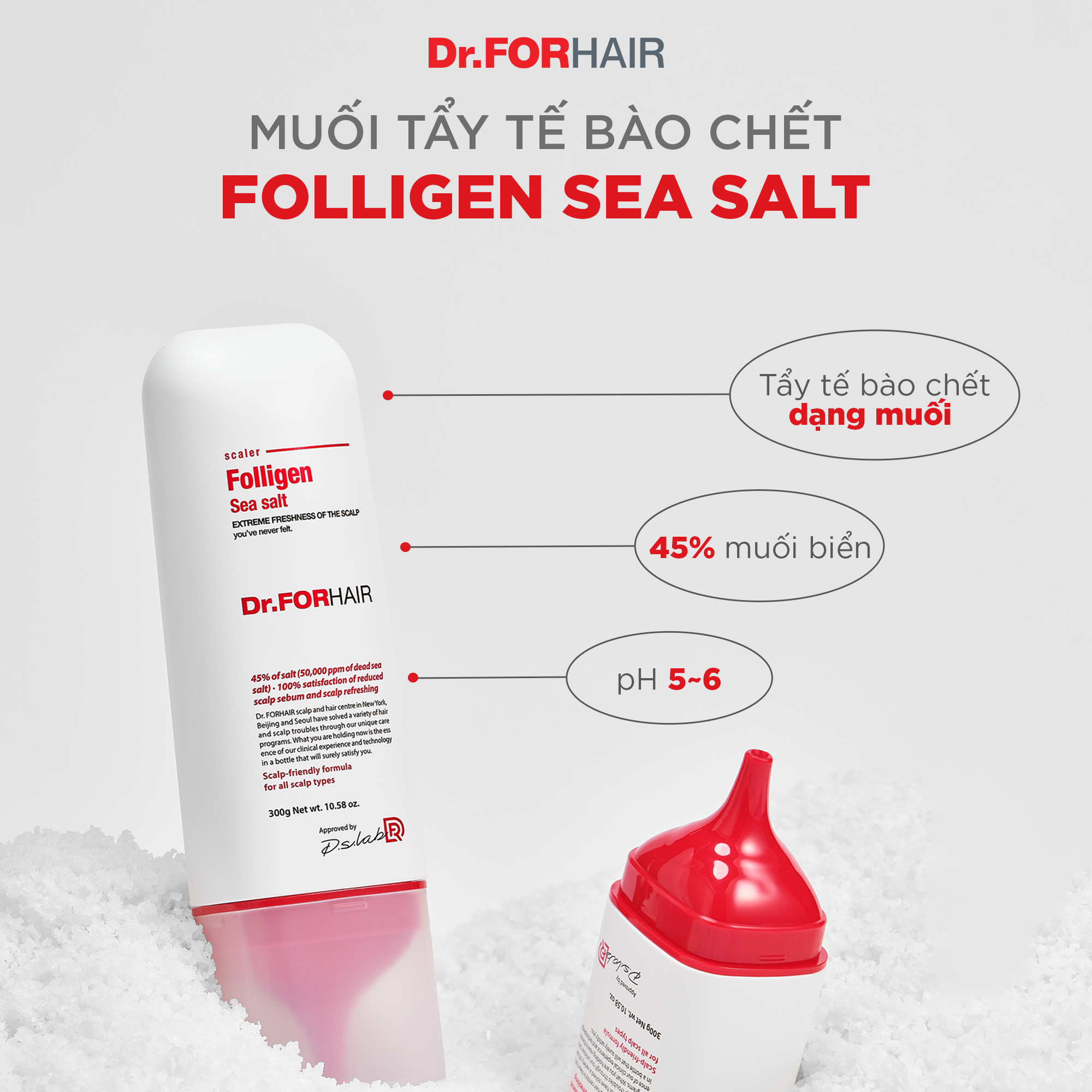 Muối tẩy tế bào chết Folligen Sea Salt Scaler khác gì với Phyto Fresh Scalp Scaler?