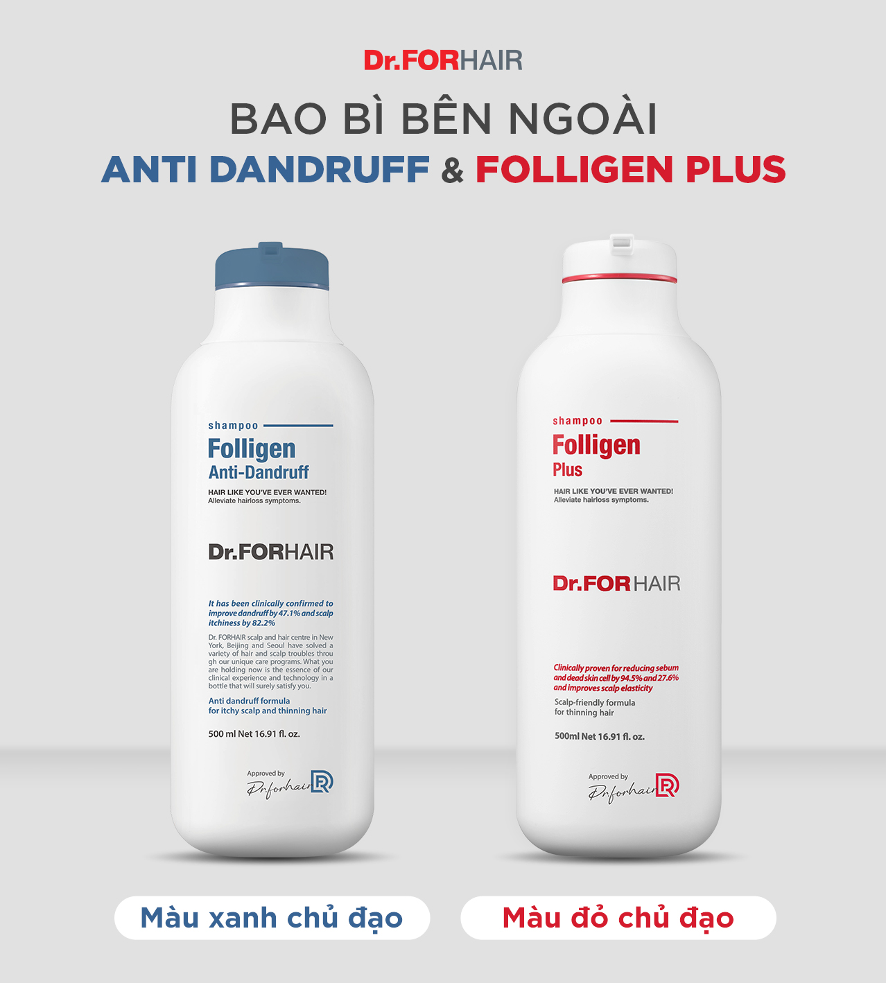 Màu sắc chủ đạo của Folligen Plus và Folligen Anti-Dandruff