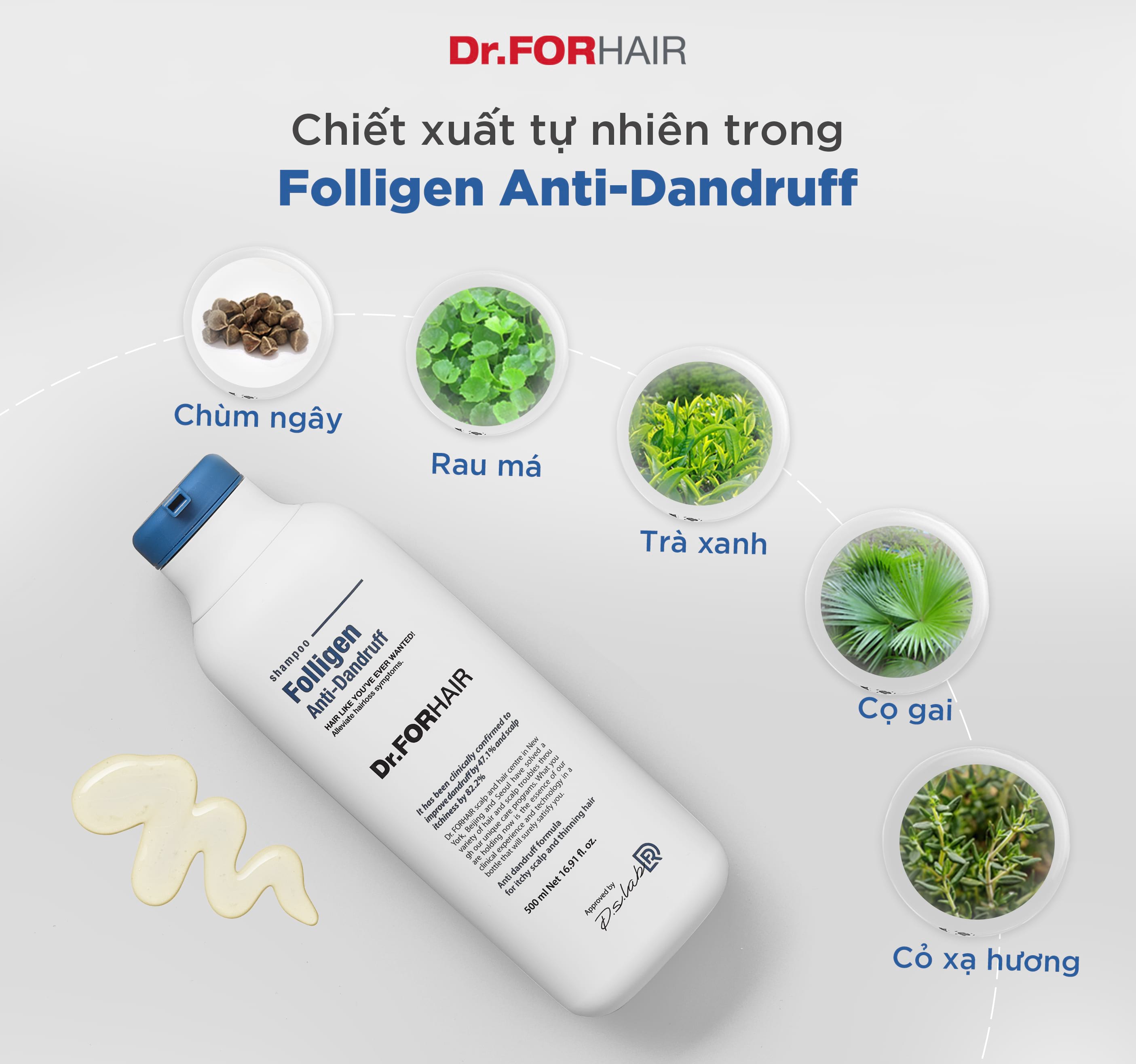 Dầu gội Folligen Anti - Dandruff chiết xuất từ thiên nhiên giúp điều trị gàu an toàn