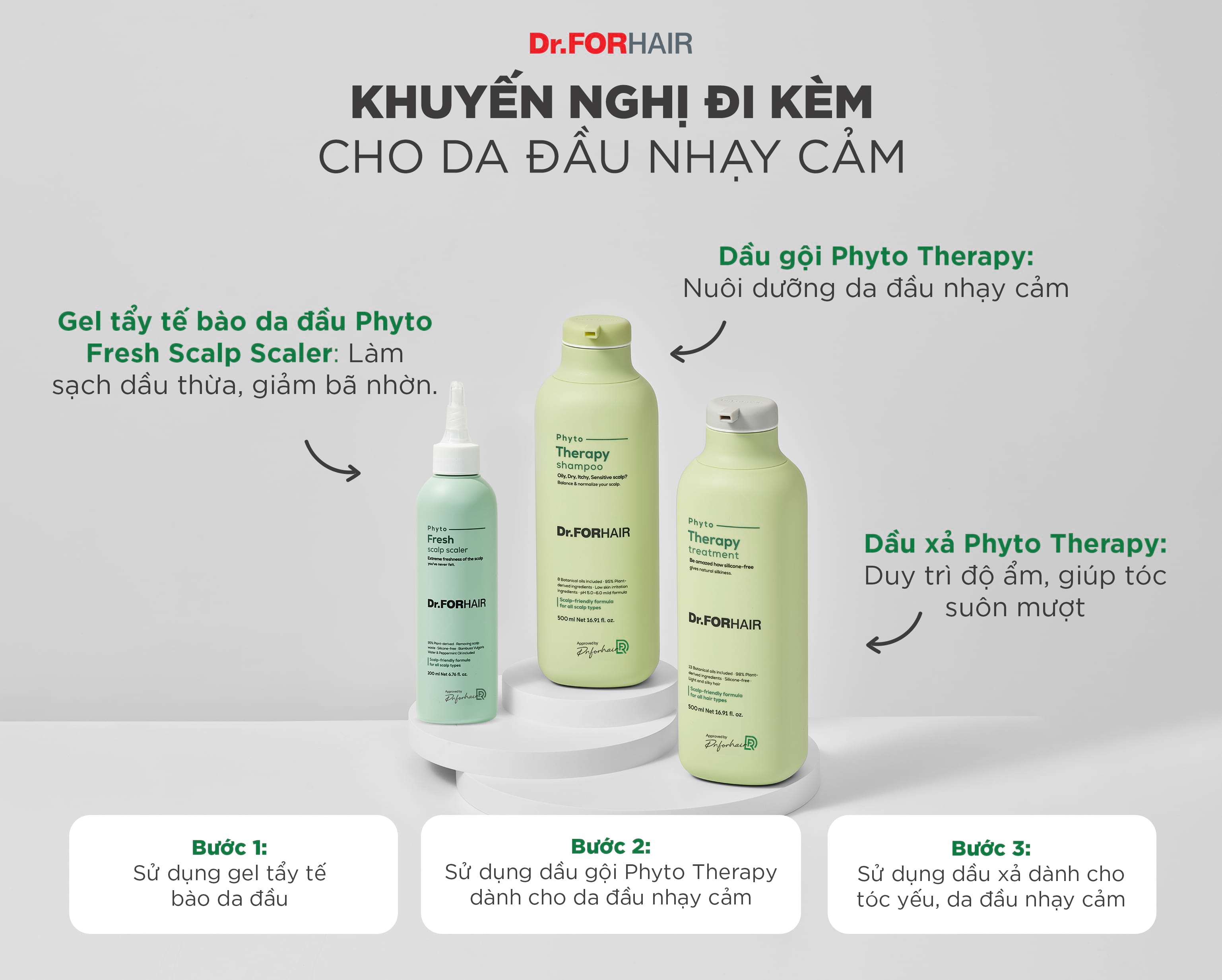 Combo khuyến nghị với Phyto Therapy Treatment, Phyto Therapy Shampoo và Phyto Fresh Scalp Scaler