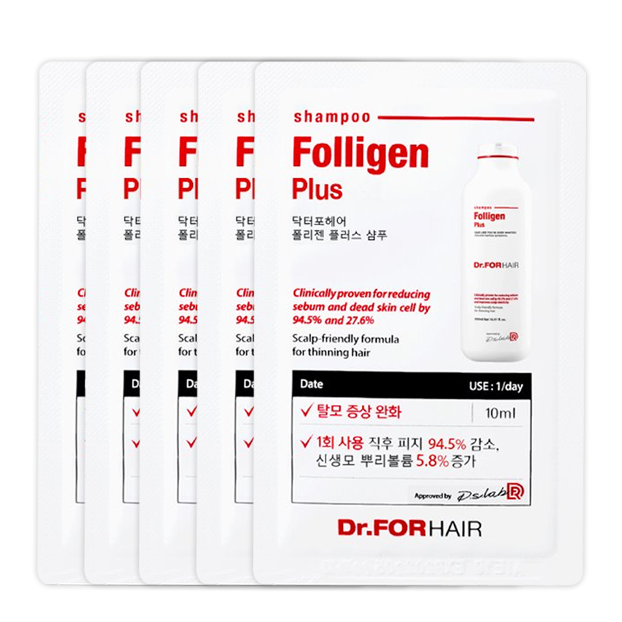 Combo 10 gói dùng thử dầu gội CHỐNG RỤNG TÓC & NGĂN GÀU, chăm sóc tóc khỏe mạnh Dr.FORHAIR Hàn Quốc Folligen Plus 10ml