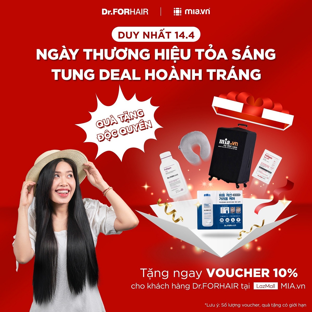 Hàng ngàn Voucher 10% được gửi tặng đến cho những khách hàng của MIA x Dr.FORHAIR