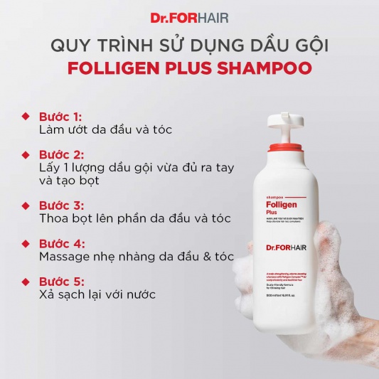 Dầu gội hỗ trợ mọc tóc, ngăn rụng tóc Dr.FORHAIR FOLLIGEN PLUS